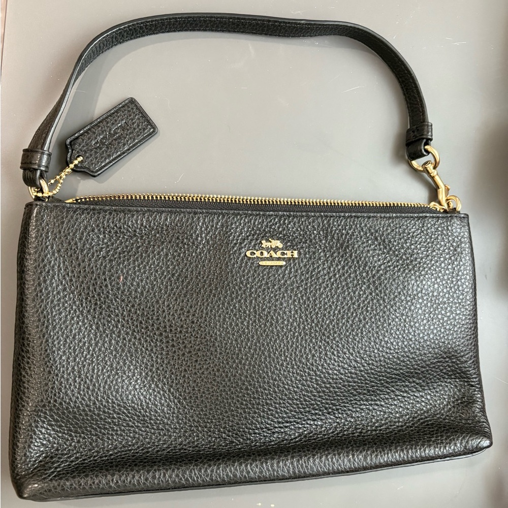 Coach Black Pebbled Leather Shoulder Bag